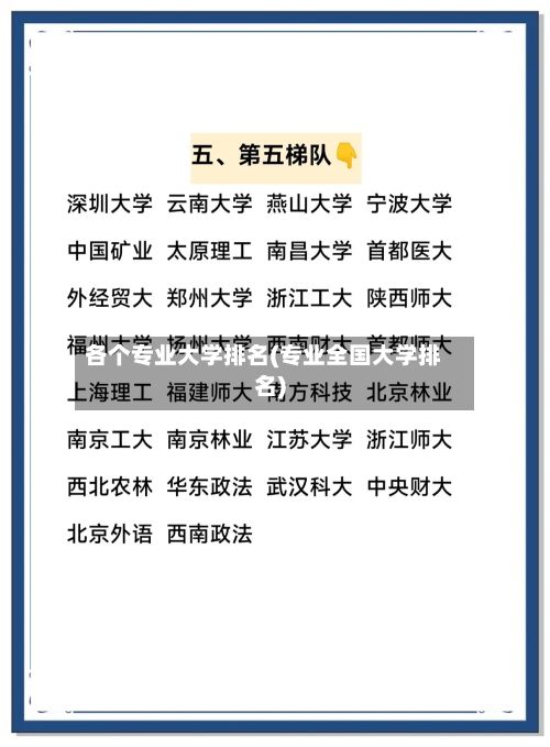 各个专业大学排名(专业全国大学排名)